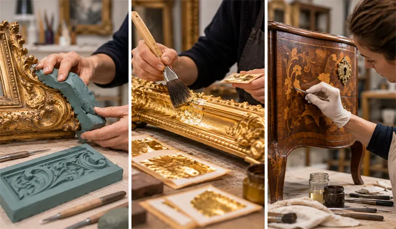 Moldes, mueble policromado y restauración de dorados