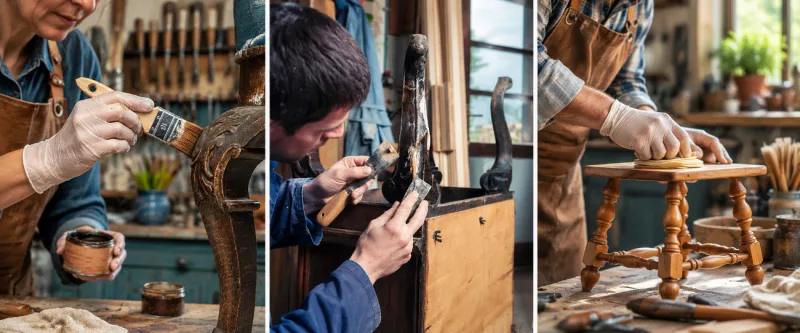 Procesos de restauración de muebles en el taller