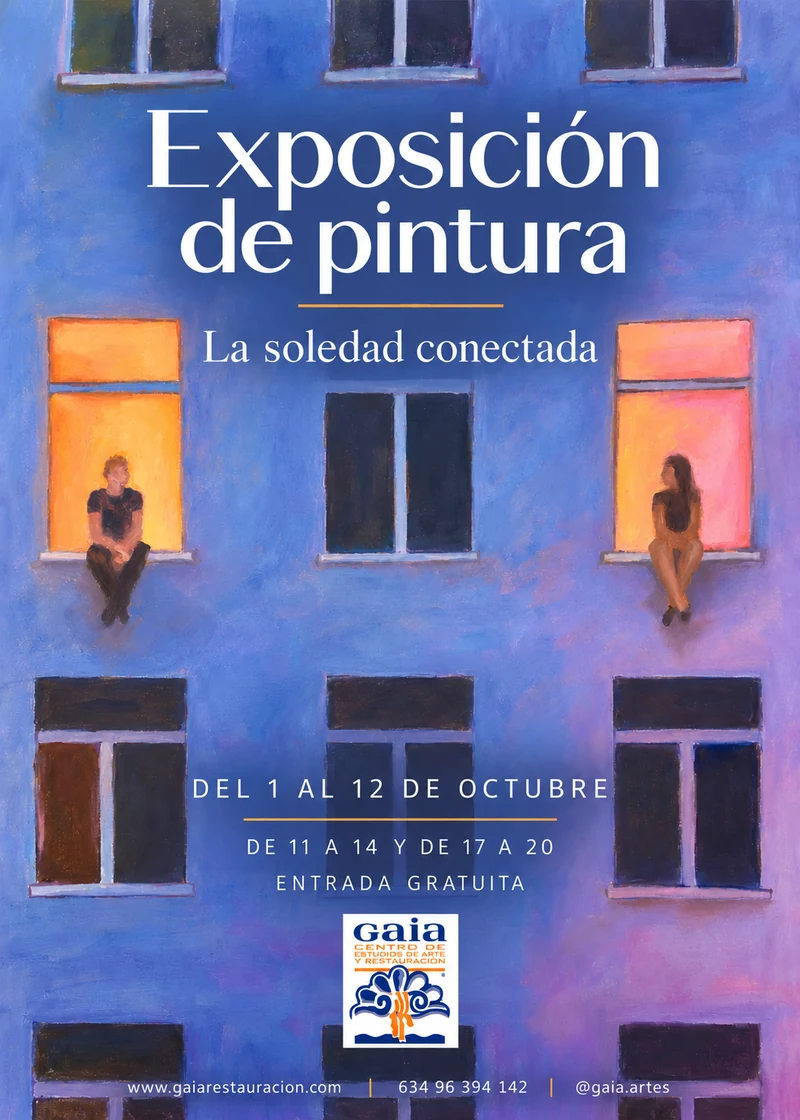 Cartel de La soledad conectada, exposición de alumnos de Gaia en El Micalet, Valencia, octubre de 2026.