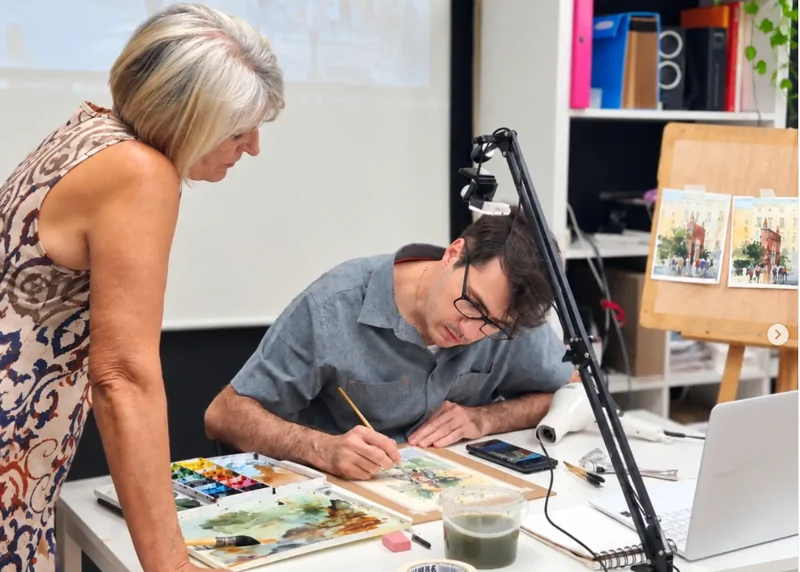 Clase práctica de pintura en Gaia