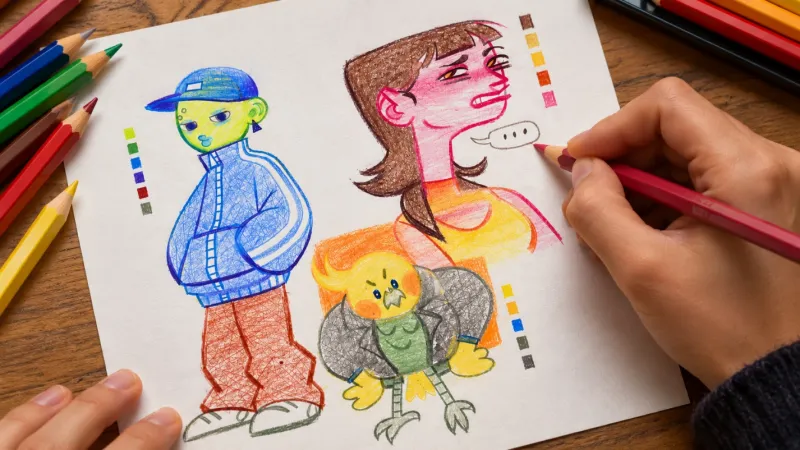 Creación de personajes originales con lápices de colores