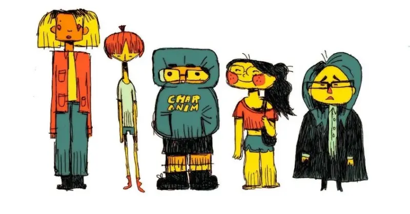 Personajes ilustrados con distintas formas, colores y expresiones