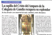 Paraula - La capilla del Cristo del Amparo de la Colegiata de Gandia recupera su explendor